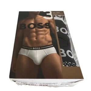 HUGO BOSS Men's 3-Pack Multi Design Bold Mini Logo Black Hipster Briefs XL